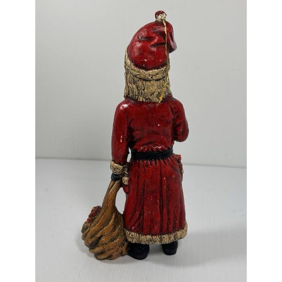 Vtg 8.5" Plastic Santa Claus W/Toy Sack Blow Mold Tabletop Ornament Rosy Cheeks - Picture 6 of 9